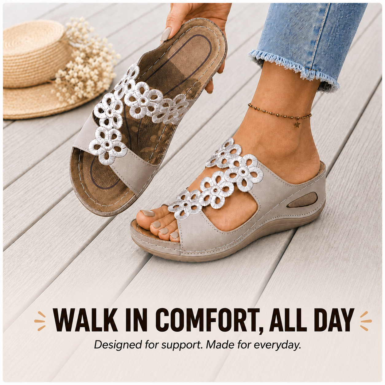 Zenvia Floral Arch Comfort Sandals