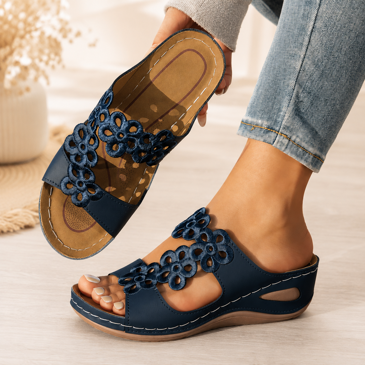 Zenvia Floral Arch Comfort Sandals